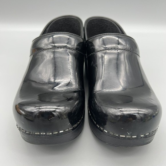 Dansko XP Black SZ 7.5 EUR 38 Black Shiny Patent Leather Clog Professional Shoe - Picture 3 of 11
